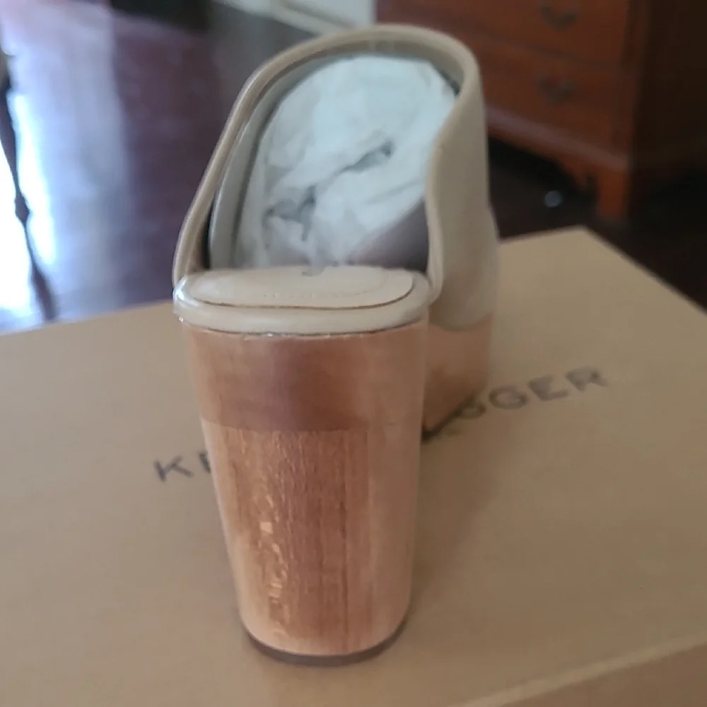 NIB Kelsi Dagger Sheep Napa Leather Nude Tan Wooden Platform 7.5 Bundle Discount